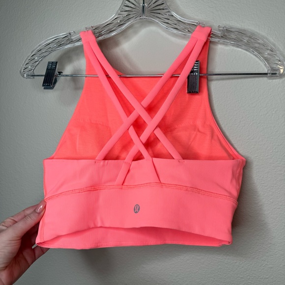 lululemon | high neck longline ribbed energy bra size 6 sunset - Picture 2 of 4